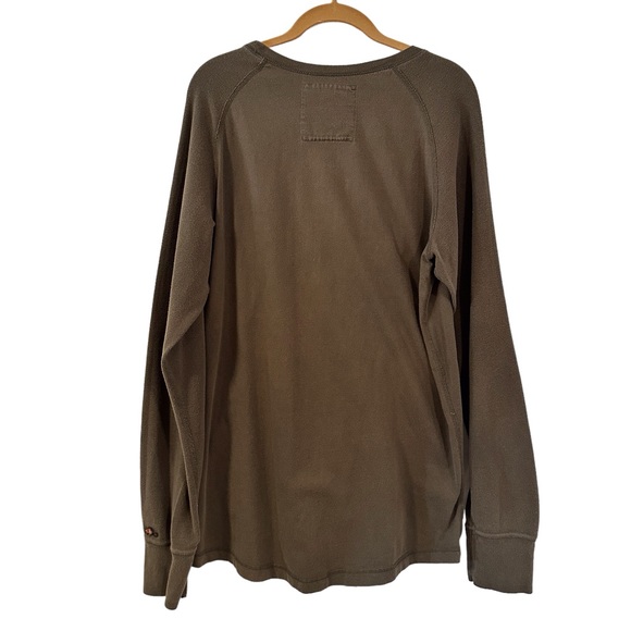 Roots Canada Athletic 1973 Thermal Mens Pullover Size XL Olive Green Beaver Logo - Picture 3 of 10